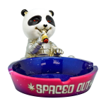 A close-up shows the Spaced Out Panda Ashtray, a white ceramic panda head with a dish-shaped opening for collecting ash.