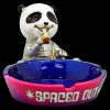 Close-up of the Spaced Out Panda Ashtray, a ceramic panda figure holding a dish for collecting ash.