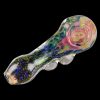 A side view of the Spoon Pipe with Color Bubbles and Swirls, showcasing its colorful, swirling glass design.