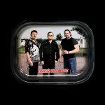 Overhead view of the Trailer Park Boys Classic Rolling Tray displaying a comical scene with characters from the show.