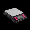 Digital scale with stainless steel platform, used for measuring cannabis.