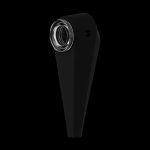 Black glass pipe with clear mouthpiece.