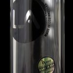 Close-up of a stainless steel pipe with a circular label reading “LA PIPES MADE IN USA LOS ANGELES”.