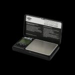 A top-down view of the Triton M 400g x 0.01g Scale By My Weigh, featuring a black digital display and a stainless steel weighing platform.