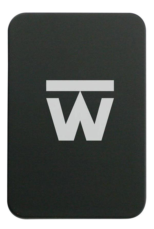 Front view of the Truweigh Gauge Digital Mini Scale, showcasing its compact, minimalist design on a dark background.