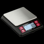 A close-up shows the Lux Digital Mini Scale with a digital display and silver weighing platform.