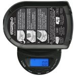 Top-down view of the Truweigh Lynx Digital Mini Scale, displaying "0.00" on its digital screen with control buttons.