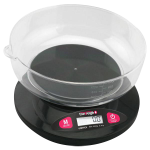 A top-down view of the Truweigh Vortex Digital Bowl Scale, showing a black bowl with a digital display.