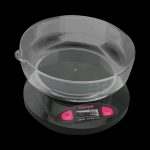 Front view of the Truweigh Vortex Digital Bowl Scale, showing a black bowl with a digital display, angled slightly to the left.
