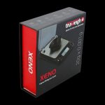 A close-up, angled view of the Truweigh Xeno Digital Milligram Scale displaying its sleek, minimalist design and digital readout.