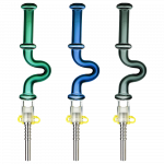 Front view of the U-Bend Neck Vapor Dab Straw with Titanium Tip, showcasing its curved neck and metallic tip against a plain background.