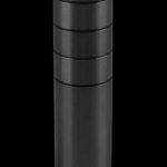 Black metal grinder with multiple chambers.