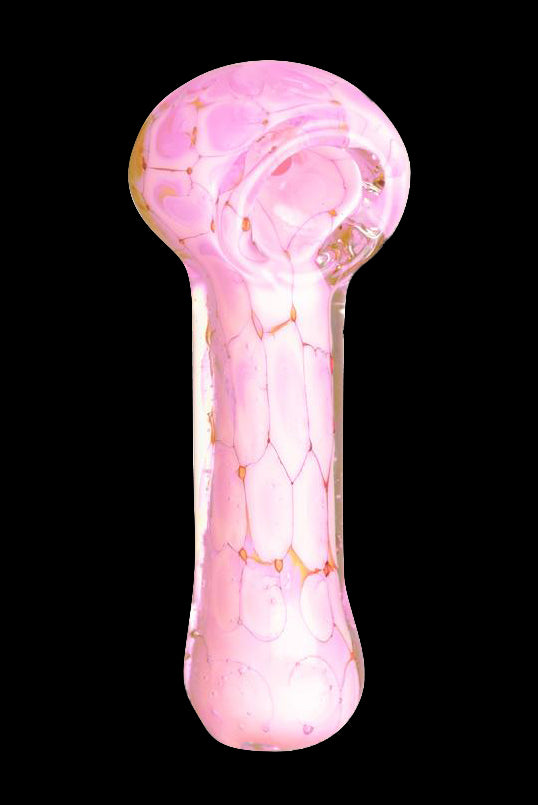 Pink glass smoking pipe.