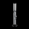 Silver glass bong with black accents isolated on a black background.