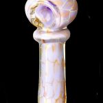 Iridescent glass pipe with a cracked marble effect.