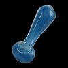 Blue glass pipe for smoking cannabis.