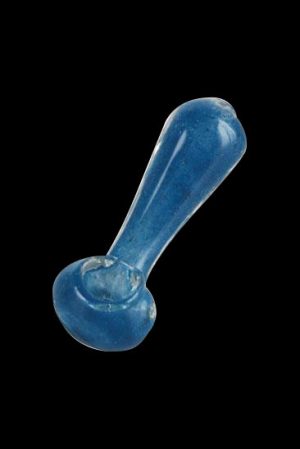 Blue glass pipe for smoking cannabis.