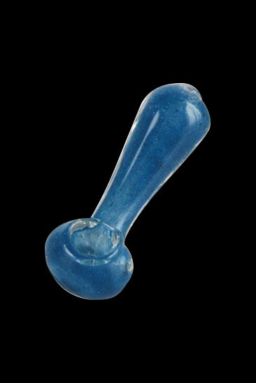Blue glass pipe for smoking cannabis.