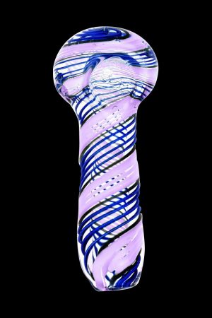 Purple and black swirled glass smoking pipe.