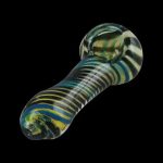 Hand pipe with swirling green and black glass.