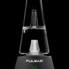 Black and clear electronic dab rig with a glass water pipe attachment, branded “Pulsar.”