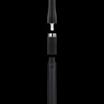 Black cannabis vape pen disassembled into sections.