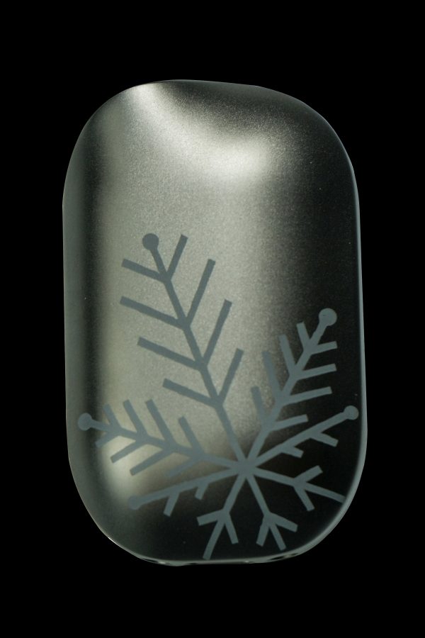 Emerald green cannabis vape pen with etched snowflake design.