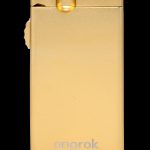 Gold cannabis oil vape pen with “ongrok” logo.