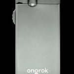 Sleek, gray ongroK portable vaporizer device.