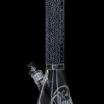 Engraved glass water pipe ("bong") with ice catcher and "Cali Cloud" branding.