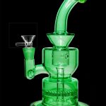 Neon Bent Neck with Honeycomb Percolator and Thick Base Bong