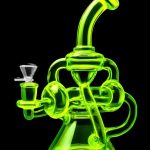 Neon Recycler with Inline Percolator and Bent Neck Bong