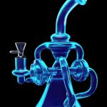 Neon Recycler with Inline Percolator and Bent Neck Bong