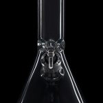 Clear glass bong with ice catcher percolator, isolated on black.