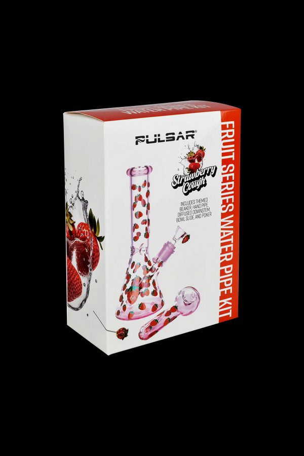 Pulsar “Strawberry Cough” water pipe kit in retail packaging.