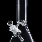 Clear glass bong with ice catcher, isolated on black.