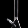 Clear glass bong against a black background.