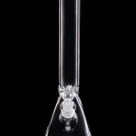 Clear glass bong against a black background.