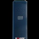 Front view of the XVAPE Avant Dry Herb Vaporizer, a sleek black handheld device against a dark background.