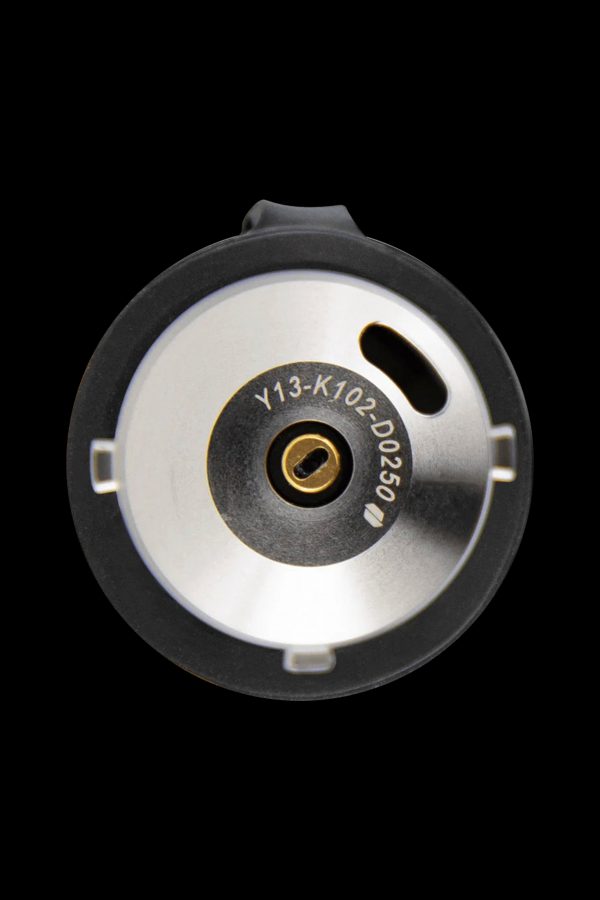 Close-up of a cannabis oil vape cartridge connector with visible markings.