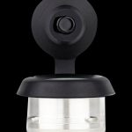 Silver cannabis oil concentrate container with black cap and mouthpiece.