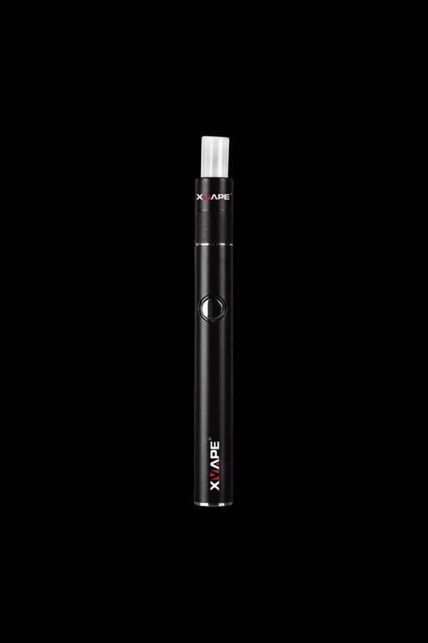 A studio shot of the XVAPE Cricket+ Concentrate Vaporizer, showcasing its sleek, pen-like design against a black backdrop.