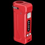 Front view of the Yocan UNI Pro Universal Vaporizer, a compact, black device with a streamlined design and minimal visible details.