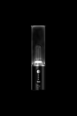 Black Yocan Prizm+ concentrate vaporizer pen with illuminated glass chamber.