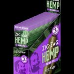 Front view of the Zig Zag Hemp Wraps – 25 Pack, showcasing the colorful packaging with a bold, branded design.