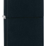 Front view of the Zippo Black Matte Classic Lighter, showing its sleek, rectangular shape and matte finish.