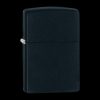 Front view of the Zippo Black Matte Classic Lighter, showcasing its sleek, dark finish and rectangular shape against a plain background.