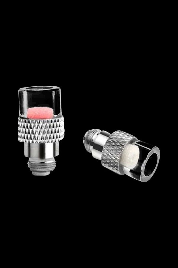 A close-up view of the Airistech HeadBanger Dab Replacement Coil, showing the metallic coil against a dark background.