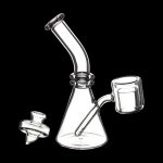 Clear glass dab rig with banger and carb cap.