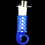 Blue glass butane lighter with bubble accents.